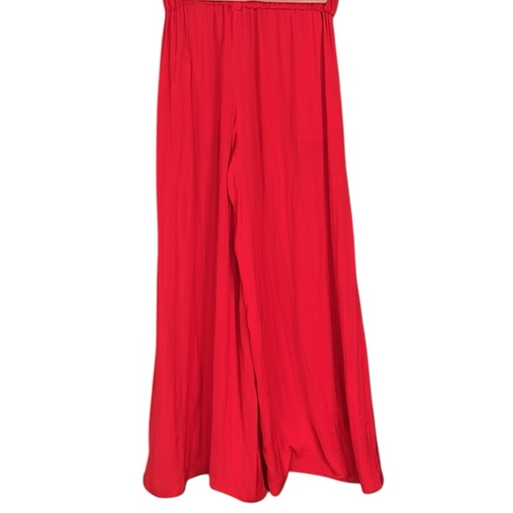 TRAFALUC By Zara Red Flowy Wide Leg Pants Size Medium - Picture 3 of 6